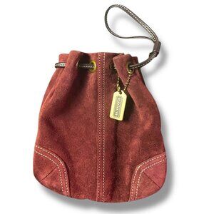 VINTAGE - COACH Suede Wristlet - Retired style Burgundy Dark Brown - W HANGTAG